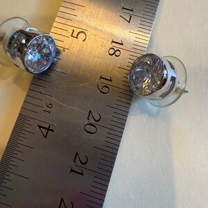 Sterling Silver 925 and large Diamond Crystal Stud Earrings
